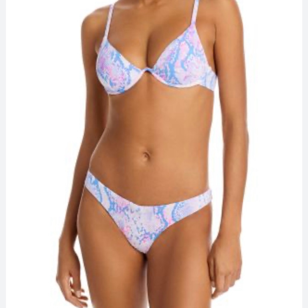NWT aqua snake print top M, bottom S